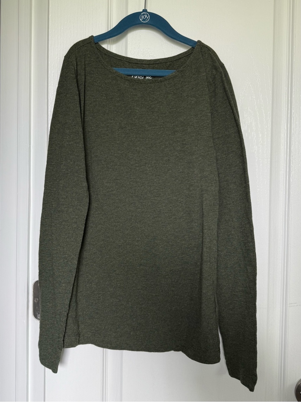 Olive Green Long Sleeve Boatneck Artist Tee